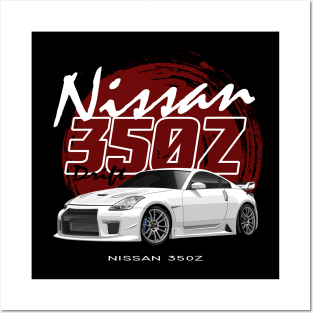 Nissan 350Z on Red Moon, JDM Car Posters and Art